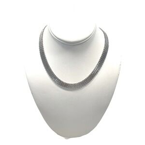 Vintage Italian Sterling Silver 925‎ Woven 16" Chain Necklace 42g Italy